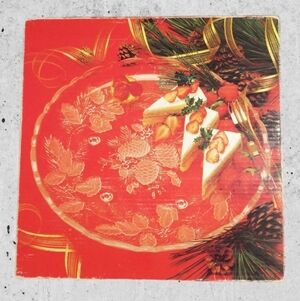 Winter Holly Round Crystal Platter 14"